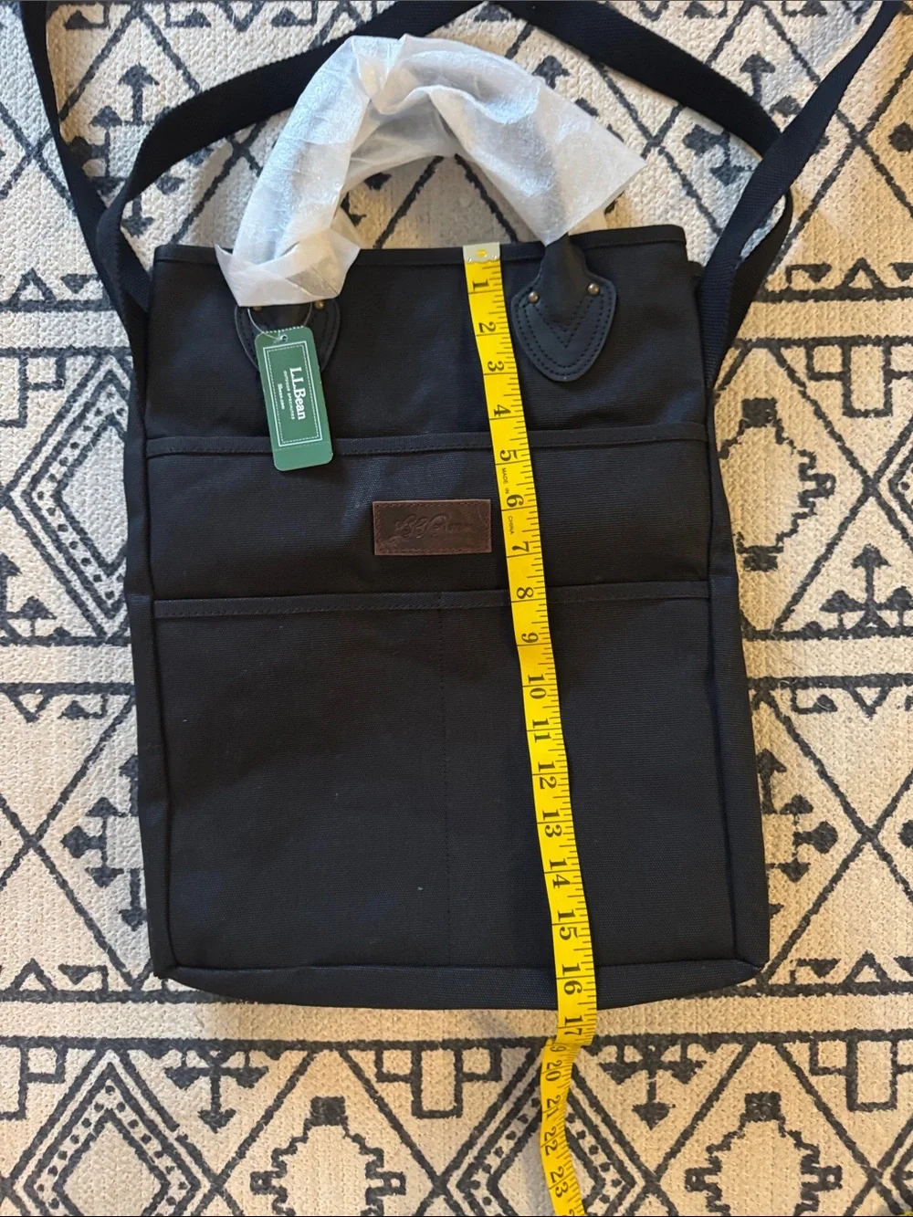L.L. Bean Stonington Unisex Black Canvas Laptop Shoulder Bag NWT